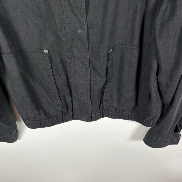 Prana Black‎ Button Up Light Weight Hemp Jacket Women’s Size Large Collared - Picture 4 of 9